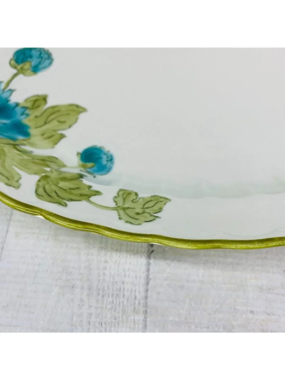 MCM Metlox Poppytrail Vernon BLUE FASCINATION Floral Green Trim Oval 14